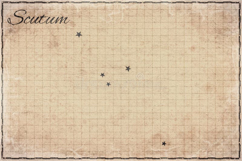 Sterrenkaart van het Schildsterrenbeeld, Retro Papier stock foto