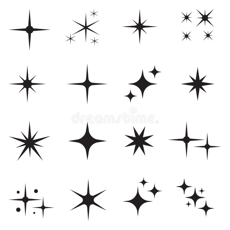 Sterrenpictogrammen Kiekensterren Sparkles, het schitteren van de barstende vectorsymbolen van Kerstmis geïsoleerd