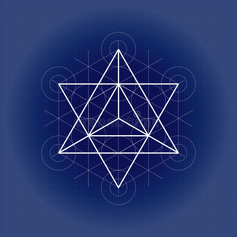 Stertetrageder van Metatrons-kubus, heilige meetkunde vectorillustratie op technisch document stock illustratie Stertetrageder van Metatrons-kubus, heilige meetkunde vectorillustratie op technisch document stock illustratie