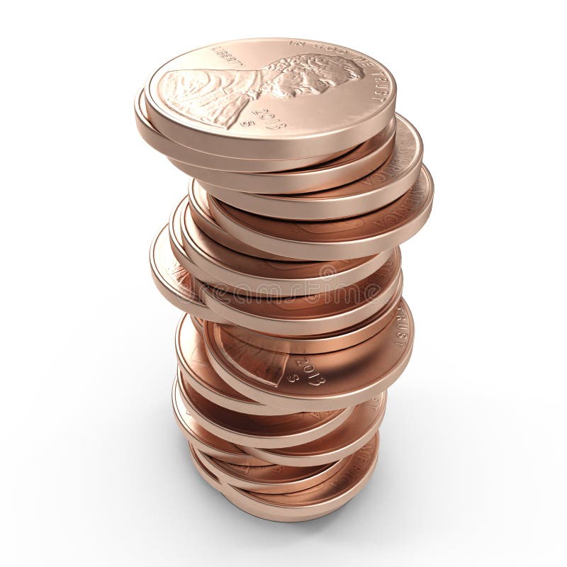 Sterty starzy centy odizolowywający na bielu 3D ilustracja, ścinek ścieżka ilustracji Sterty starzy centy odizolowywający na bielu 3D ilustracja, ścinek ścieżka ilustracji