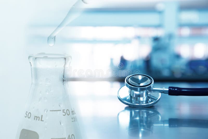 https://thumbs.dreamstime.com/b/stethoscope-doctor-diagnosis-glass-flask-water-drop-blue-science-laboratory-background-medical-health-182326701.jpg