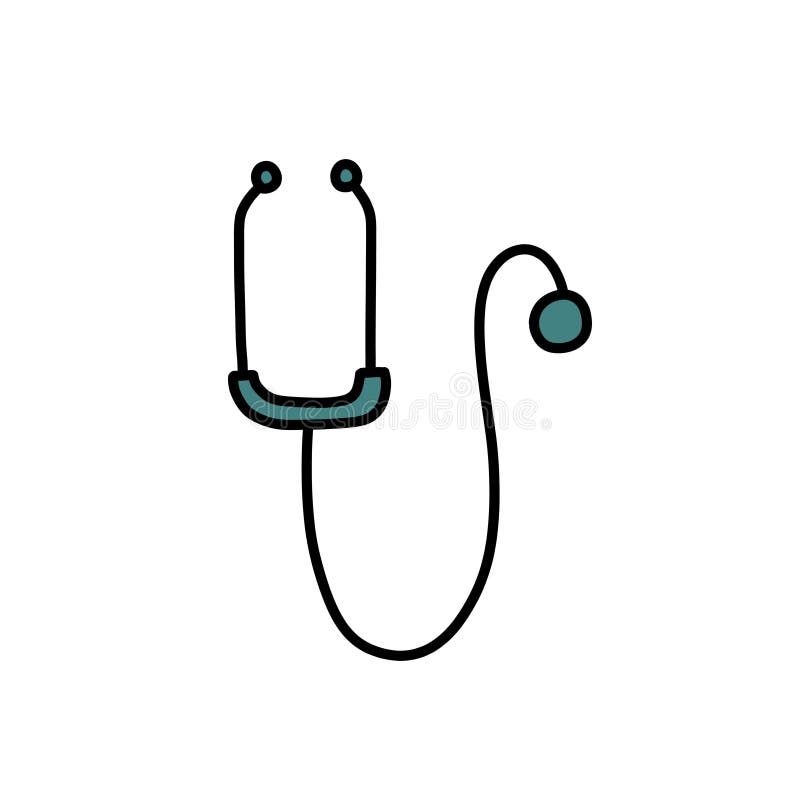 Stethoscope Doodle Icon, Vector Illustration Stock Illustration