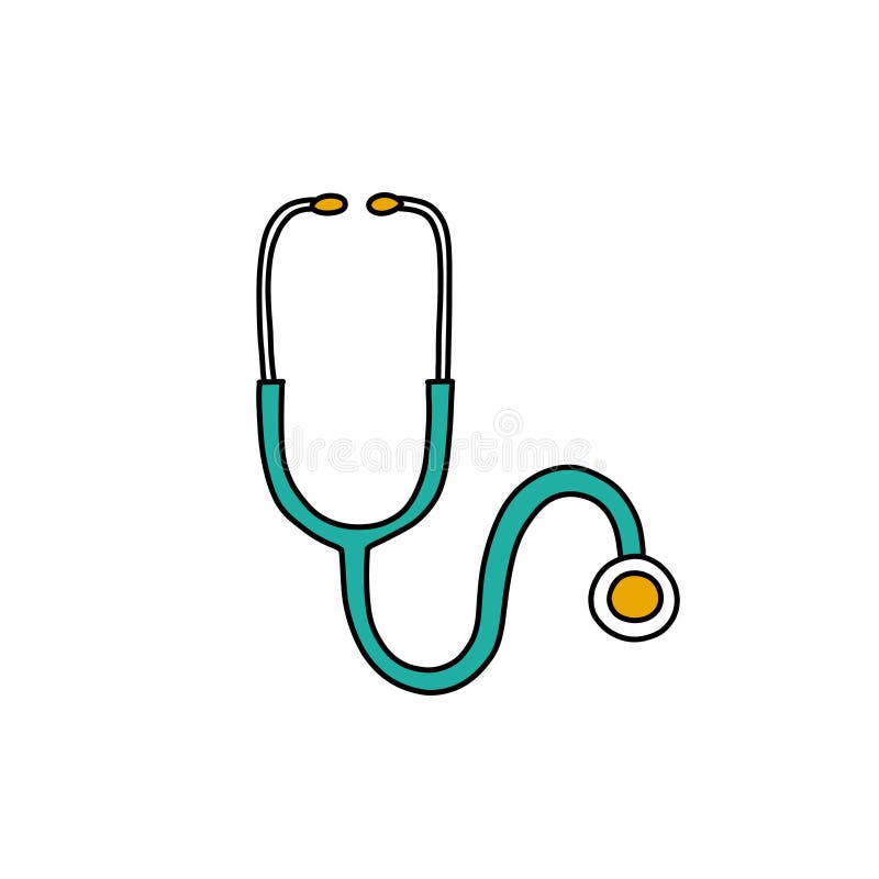 Stethoscope Doodle Icon, Vector Illustration Stock Illustration