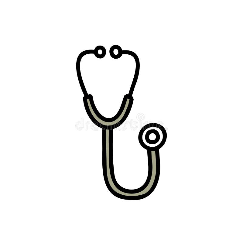 Stethoscope Doodle Icon, Vector Color Line Illustration Stock Vector
