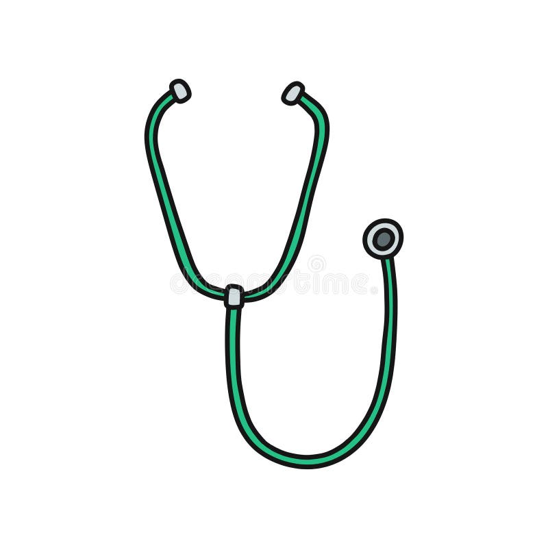 Stethoscope Doodle Icon, Vector Illustration Stock Illustration