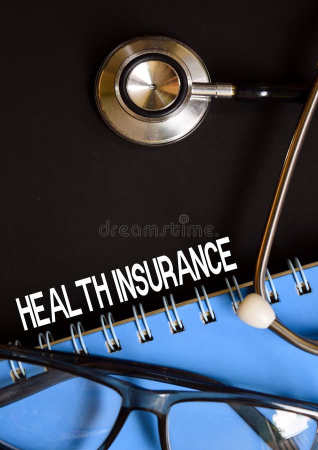 HEALTH INSURANCE word medical on top of black background stock photos HEALTH INSURANCE word medical on top of black background stock photos