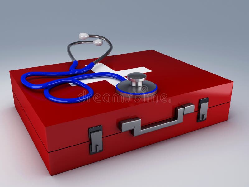 Stethoscope and First Aid Kit Stock Illustration Illustration of