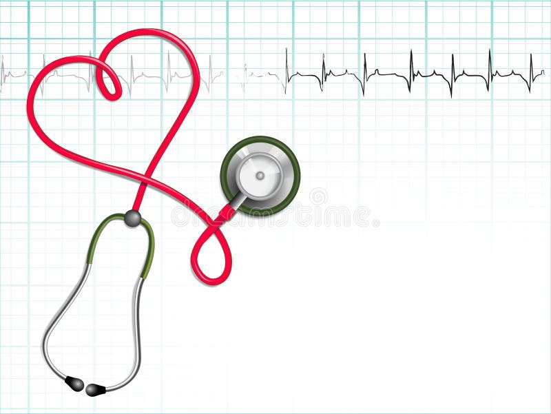 Stethoscope with Heart Beat Stock Vector Illustration of background