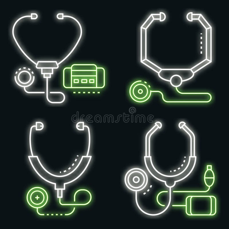 Stethoscope Icon Set Vector Neon Stock Vector Illustration of icon