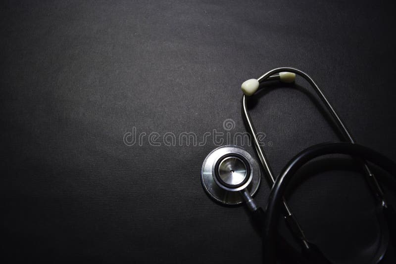 Stethoscope Isolated on Black Background. Healthcare/Medical Concept Stock  Image - Image of device, healthy: 153745233