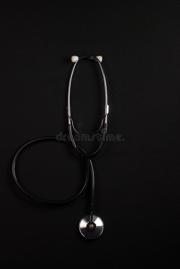 Stethoscope Reflection on Black Background Stock Photo - Image of care,  healthy: 68350546