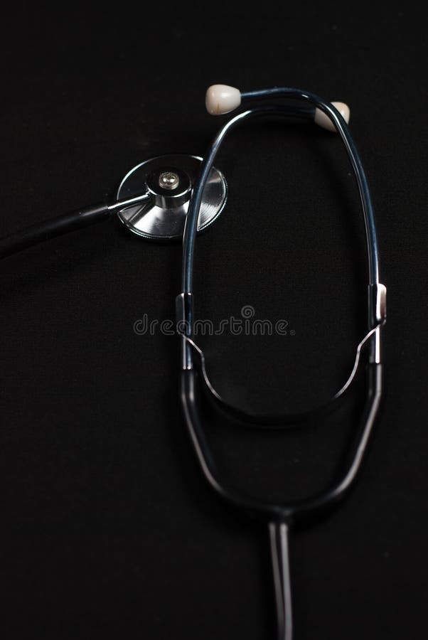 Stethoscope Reflection on Black Background Stock Photo - Image of  diagnosis, background: 68351560
