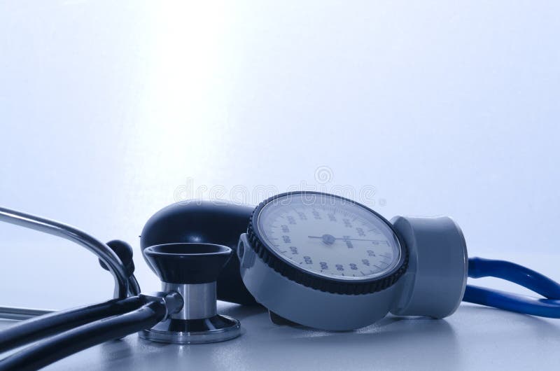 Stethoscope and sphygmomanometer stock image
