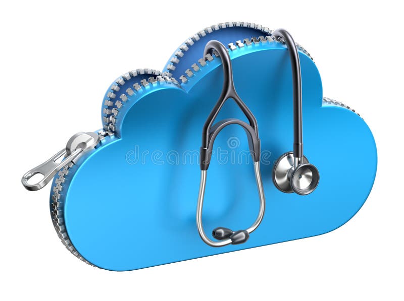 Stethoscope in unzipped 3d cloud icon vector illustration Stethoscope in unzipped 3d cloud icon vector illustration