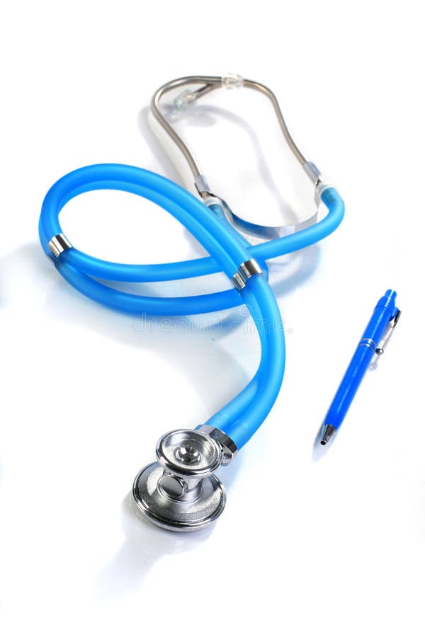 Stethoscope and pen. Isolated over white background. Stethoscope and pen. Isolated over white background.