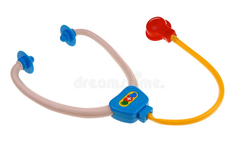 Plastic toy stethoscope isolated on white. Plastic toy stethoscope isolated on white