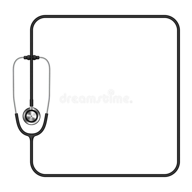 Stetoskopsvartfärg och fyrkantig formram som göras från kabel vektor illustrationer Stetoskopsvartfärg och fyrkantig formram som göras från kabel vektor illustrationer