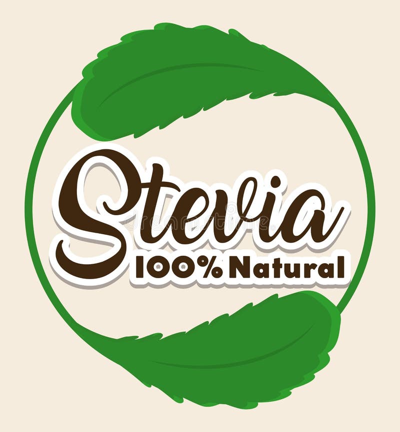 Steviabegreppsdesign. Emblem av stevia med växtsymbolen över för designvektor för vit bakgrund färgrik illustration