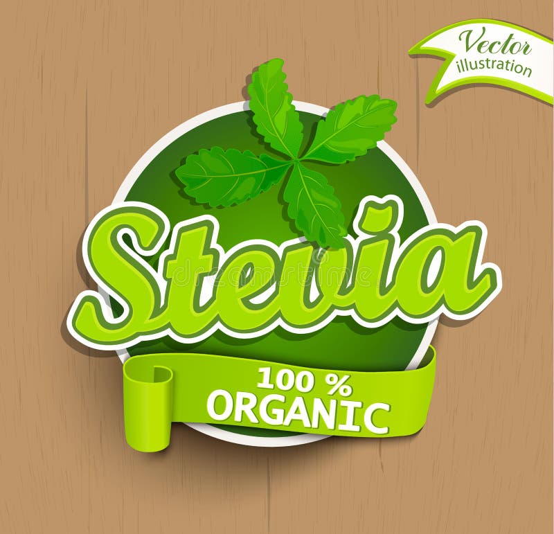 Steviaetikett, logo, klistermärke stock illustrationer