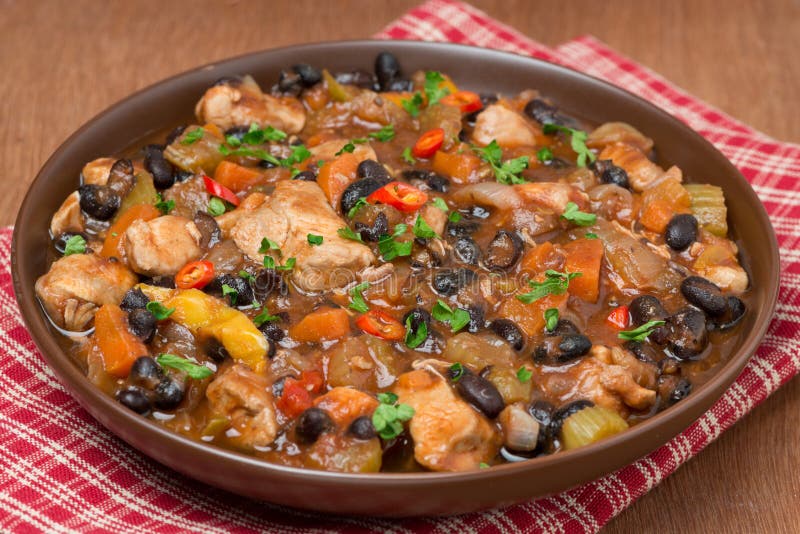 Chili with Black Beans and Chicken, Closeup Stock Image Image of fresh, dish 37098943
