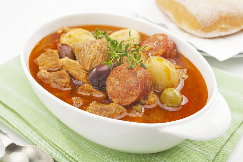 Stew Spanish Pork and Chorizo Casserole Stock Photo Image of spanish