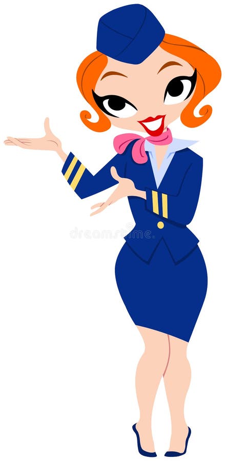 Illustration of a lovely stewardess. Illustration of a lovely stewardess