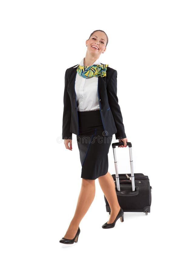 Stewardess with Luggage Bags Stock Photo Image of people, standing