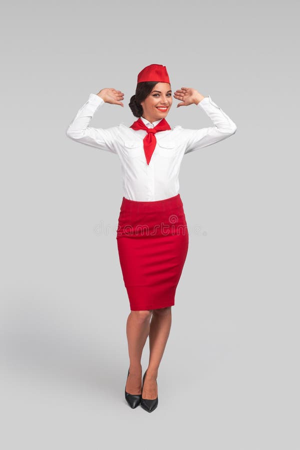 Delicious woman in stewardess uniform