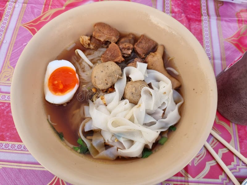 Stewed Beef Noodles with Meatballs and Boiled Egg. Stock Photo Image of meat, cookery 243162640