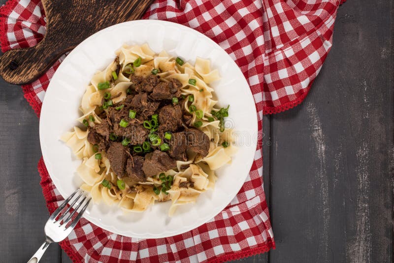 Stewed Beef with Tagliatelle Pasta. Stock Image Image of food, fresh