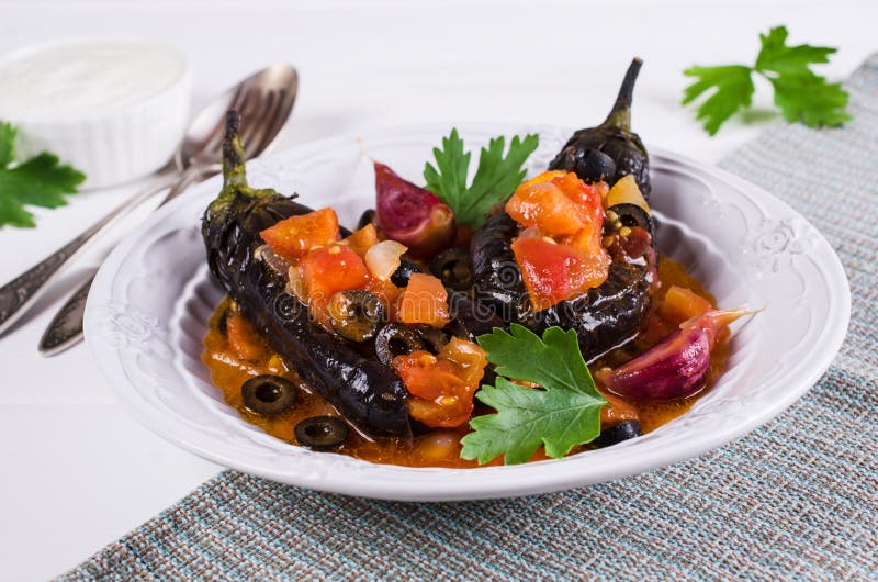 Stewed Eggplant with Vegetables Stock Image Image of meal, eating