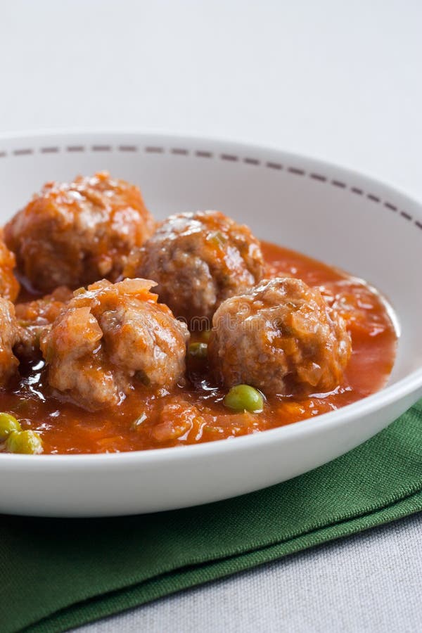 Stewed Meatballs with Peas, Tomato and Onion Stock Photo Image of