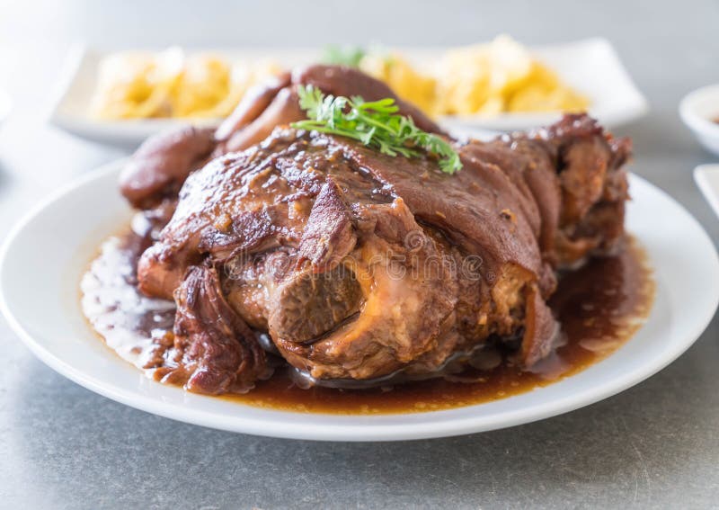 Stewed Pork Leg in Gravy Soup Stock Photo Image of garnish, bone 94567144