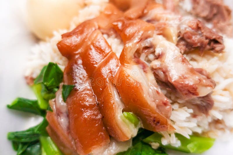Stewed pork leg on rice stock image. Image of asian, food 91762501