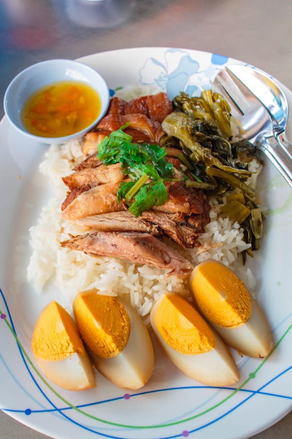 Stewed Pork Leg on Rice,Thai Food. Stock Image Image of rice, garlic