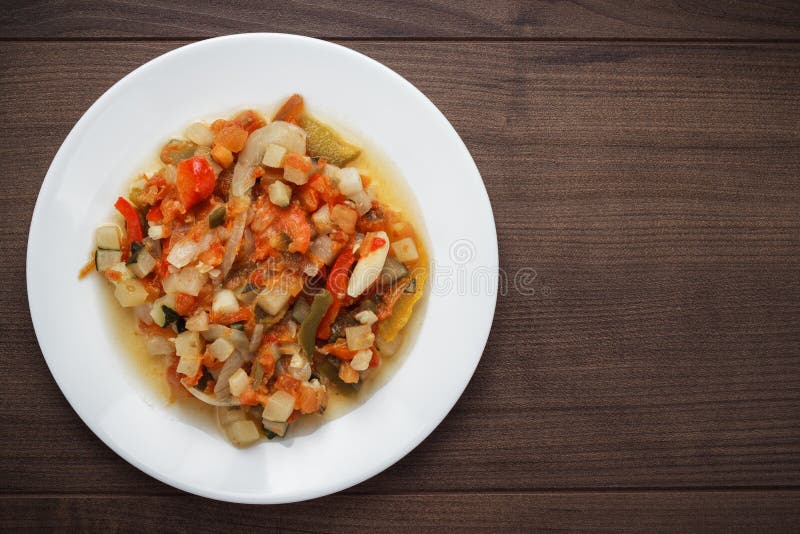 Stewed Vegetables with Sauce on the Plate Stock Photo Image of green