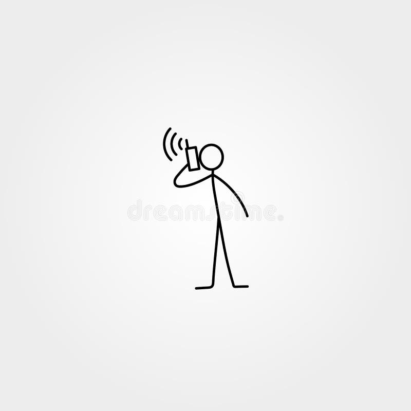 Vector cartoon stick figure drawing conceptual illustration of happy man  walking with big headphones, Stock Vector, Vector And Low Budget Royalty  Free Image. Pic. ESY-058834421