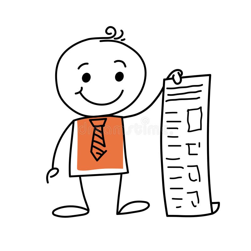 Stick figure with long list vector illustration vector illustration