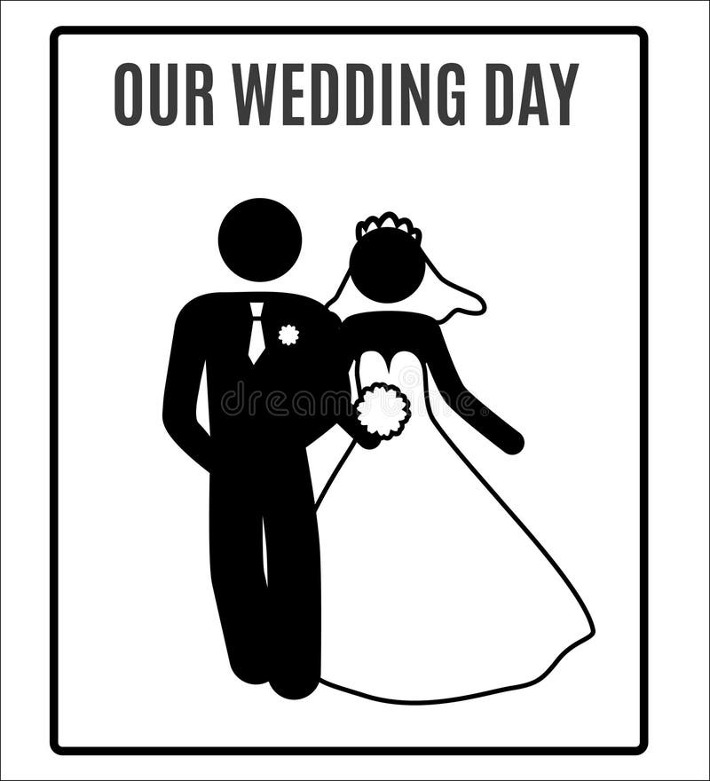 african american bride and groom clipart stick