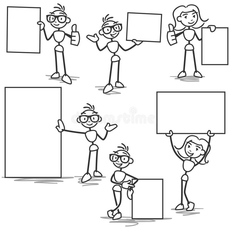 Stick figure stick man holding blank sign billboard royalty free illustration Stick figure stick man holding blank sign billboard royalty free illustration