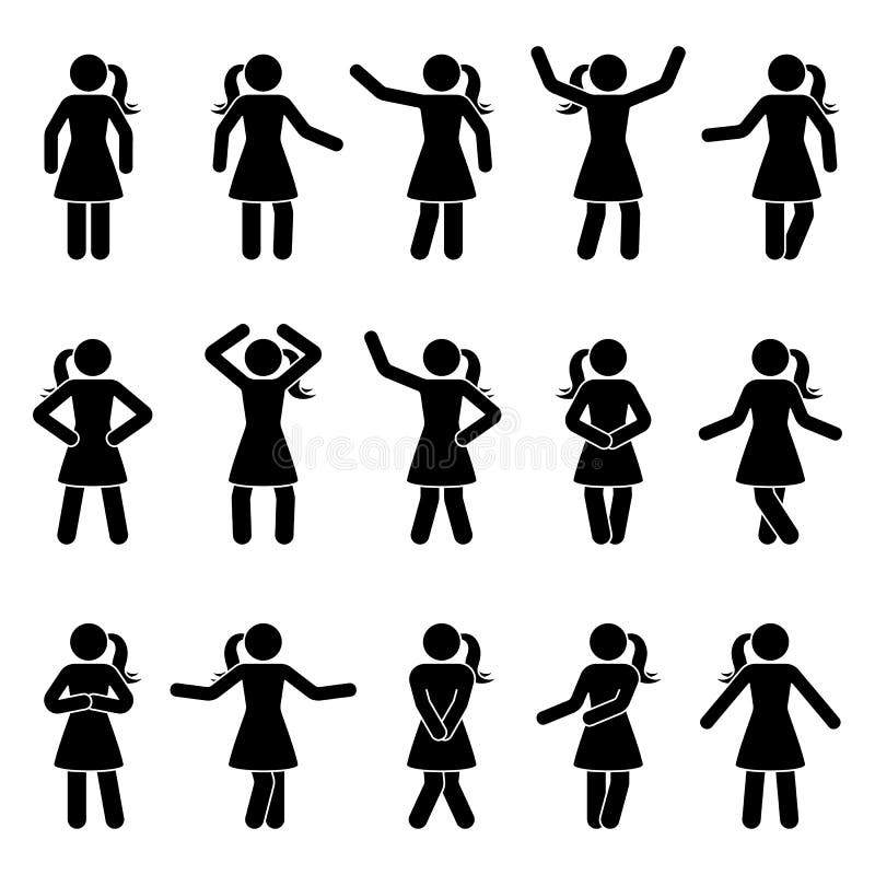 Beautiful slim woman in different poses Royalty Free Vector