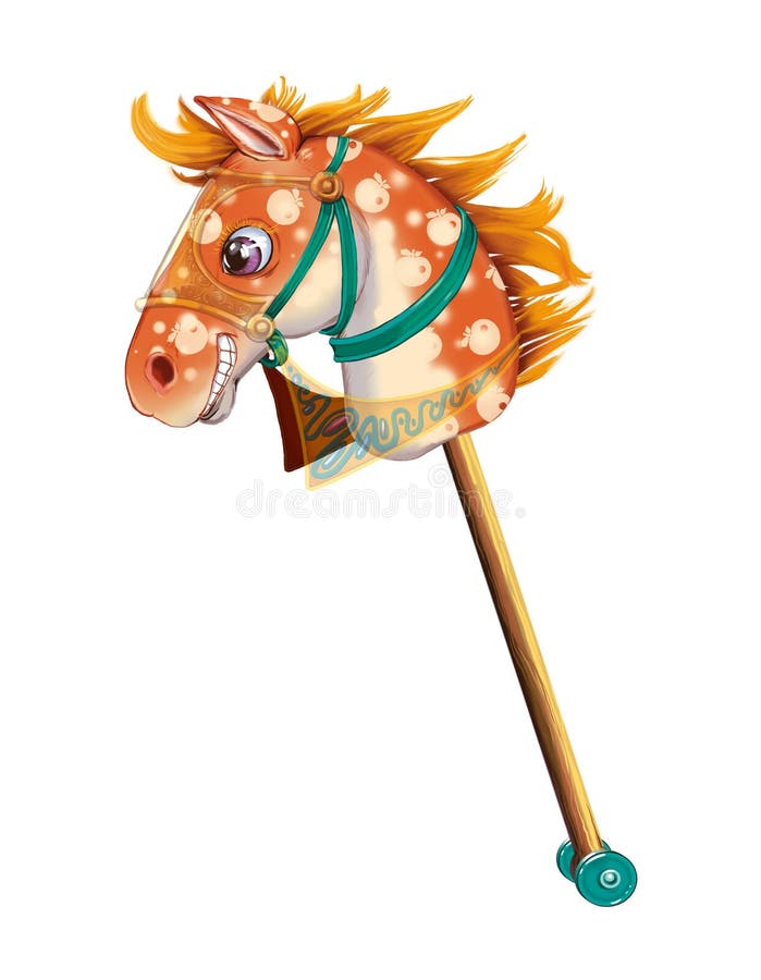 Stick horse toy, cut out on white background stock illustration Stick horse toy, cut out on white background stock illustration