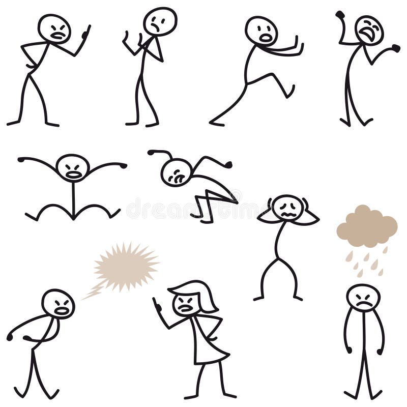 Free Vectors  stick man hand drawing set