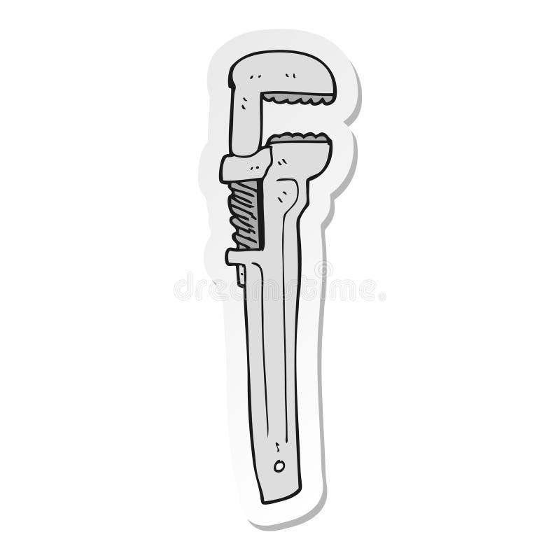 Sticker of a Cartoon Adjustable Wrench Stock Vector Illustration of
