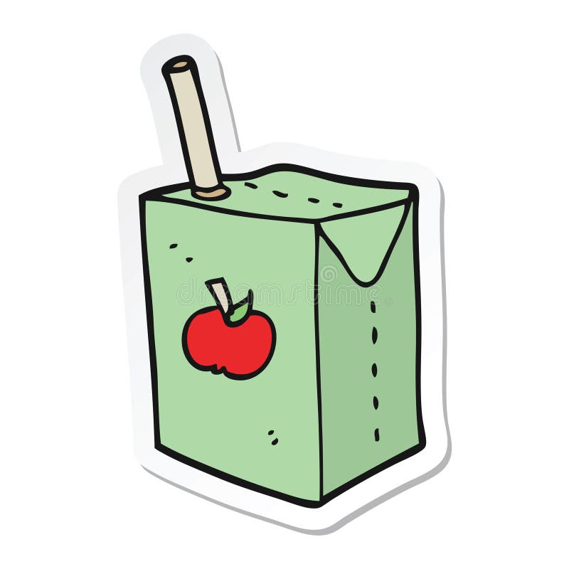 sticker of a cartoon apple juice box