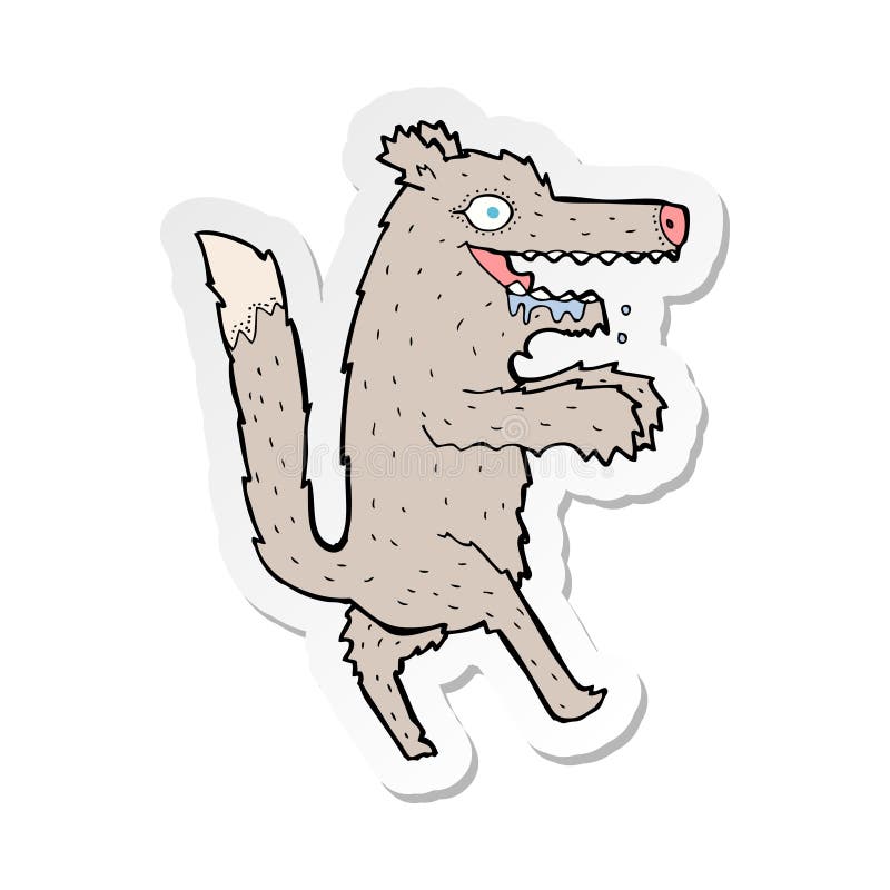 sticker of a cartoon big bad wolf