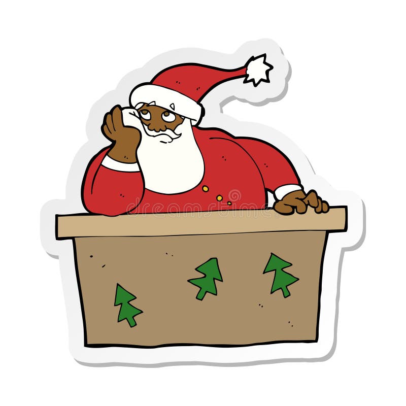 sticker of a cartoon bored santa claus