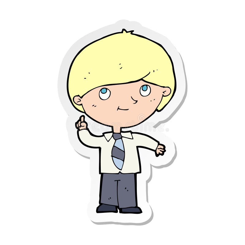 sticker of a cartoon boy with idea