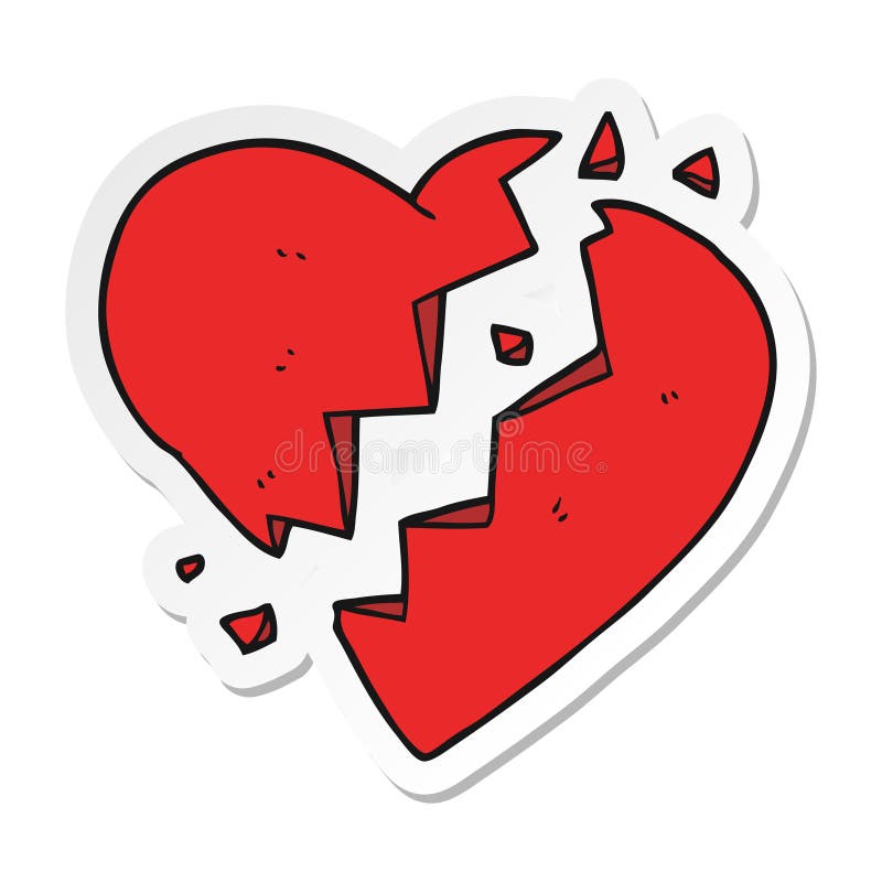 sticker of a cartoon broken heart