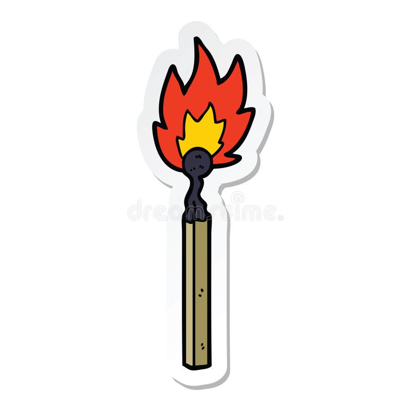 Sticker of a Cartoon Burning Match Stock Vector Illustration of